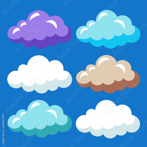 A variety of colorful clouds against a blue sky backdrop