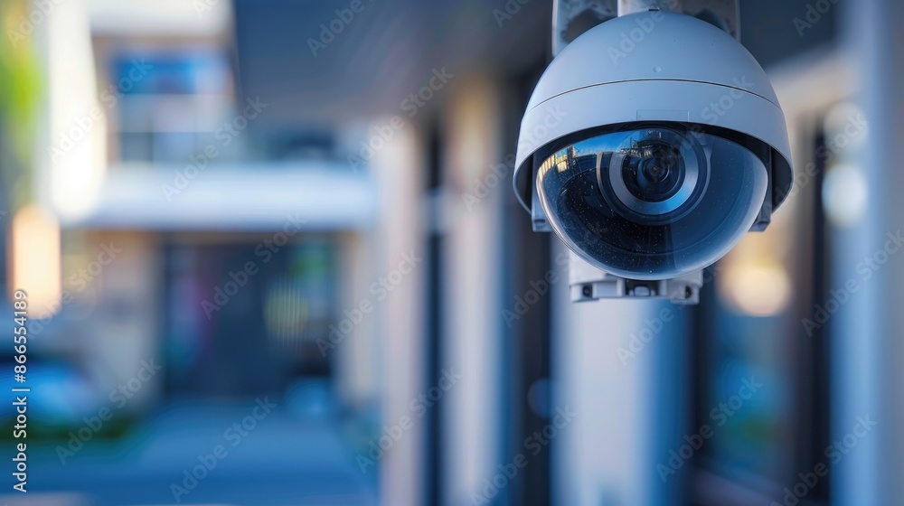 Professional setting up a CCTV camera, enhancing the security of a residential area, demonstrating effective home protection Professional setting up a CCTV camera, enhancing the security of a residential area, demonstrating effective home protection