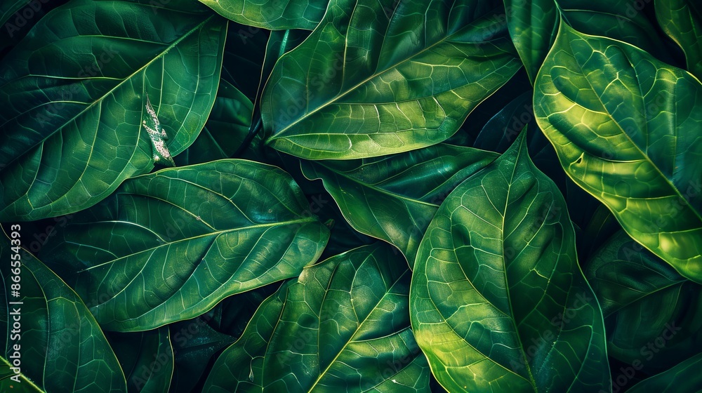 Green tropical plant close-up Green tropical plant close-up