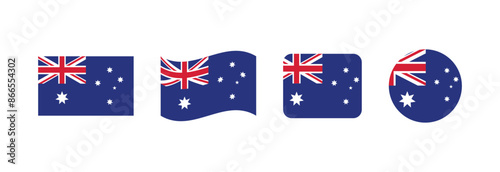 Vector Australia flag. Set of Australia Flags Collection. 
