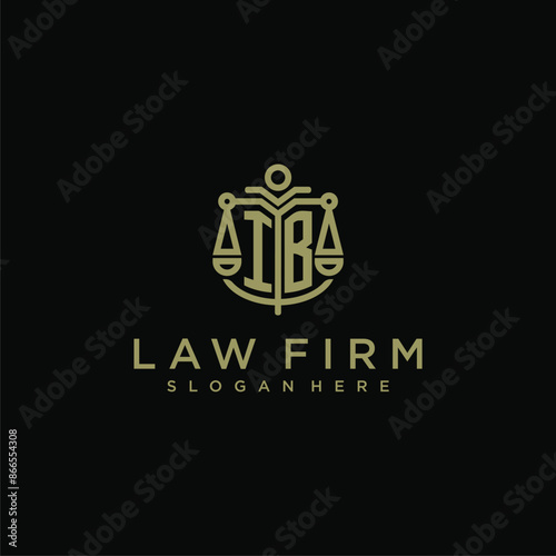 IB initial monogram logo for lawfirm with scale vector design