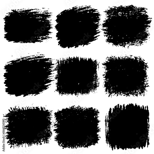 A series of black brush strokes displayed on a white backdrop