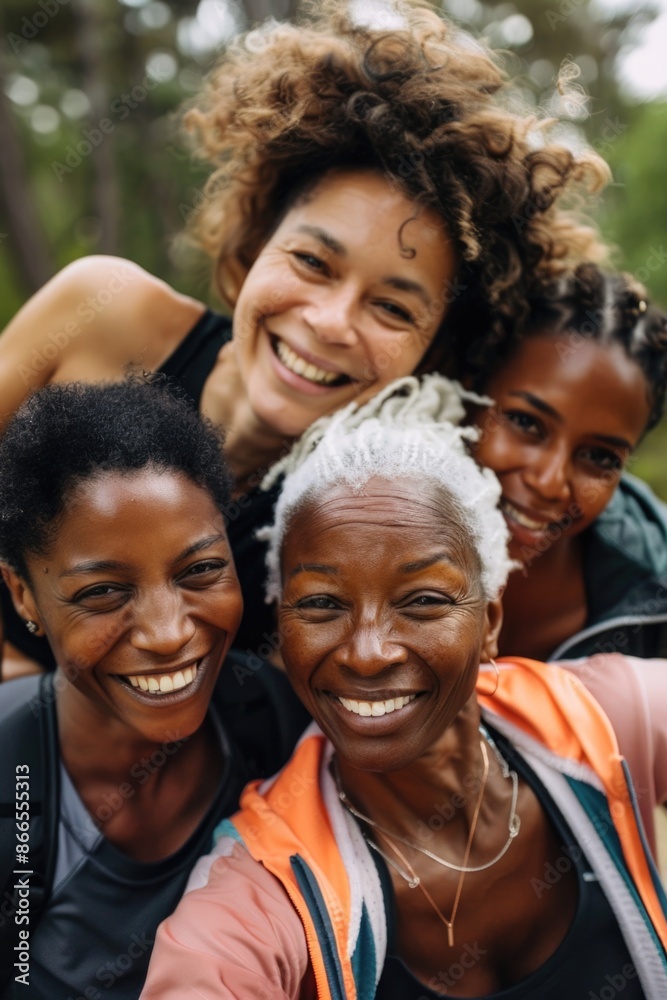 A group of women are smiling and posing for a photo A group of women are smiling and posing for a photo