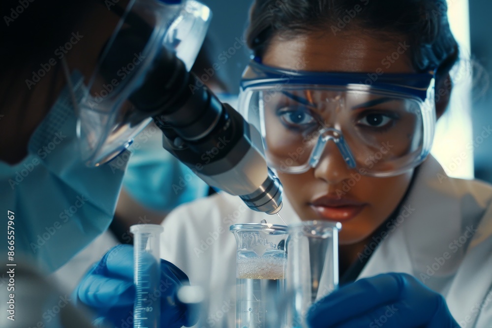 A scientist analyses a new virus in the laboratory. Corona virus concept A scientist analyses a new virus in the laboratory. Corona virus concept
