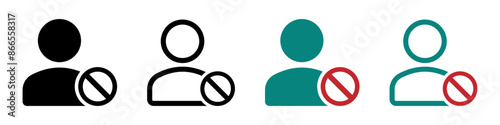 Iconic blocked user flat icon sign. Block profile vector icon designs