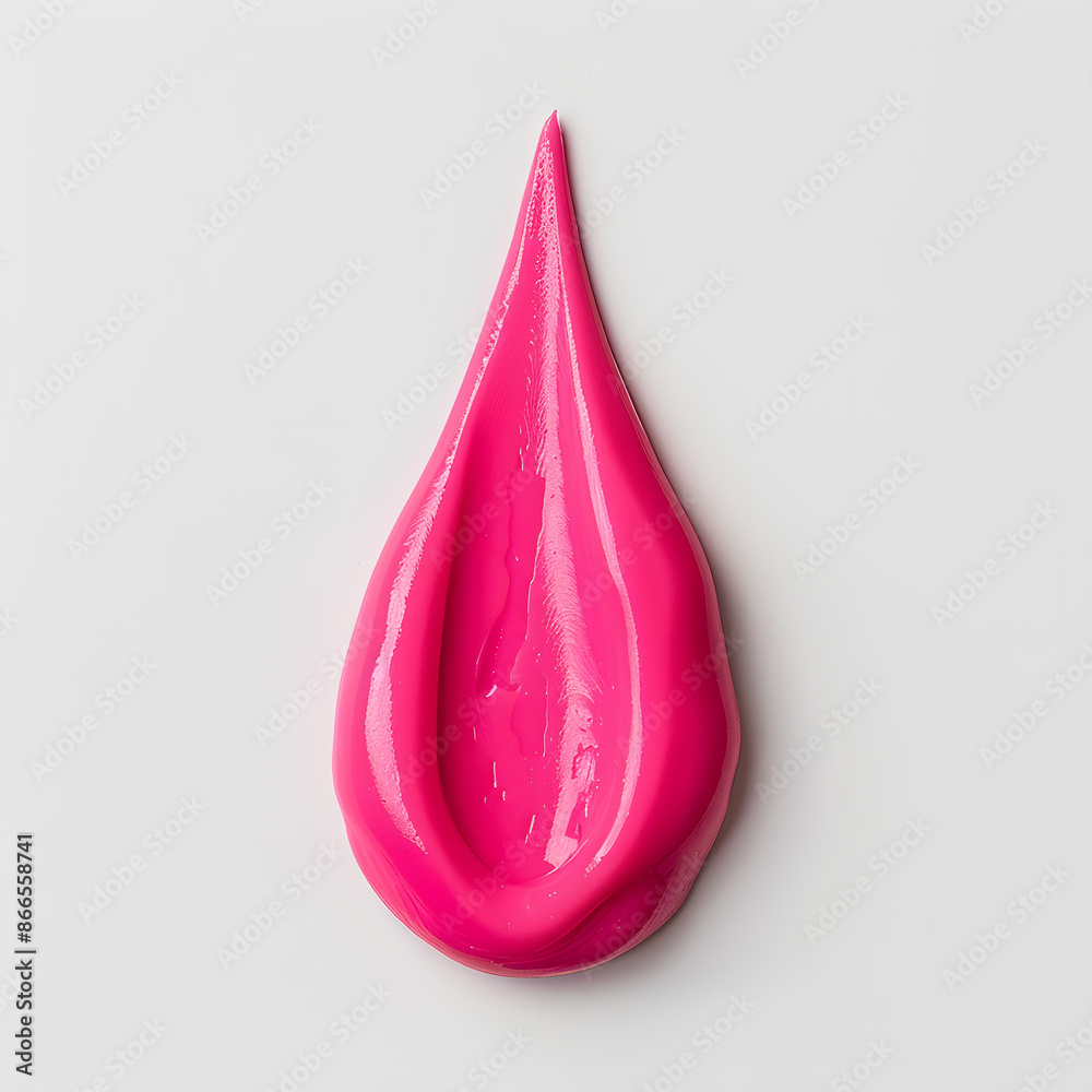 Obraz premium Glossy pink drop made out of lipstick, isolated on white background