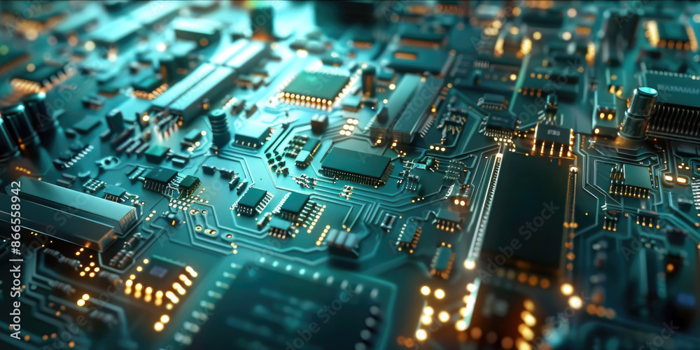 A close up of a computer chip with many small lights on it A close up of a computer chip with many small lights on it