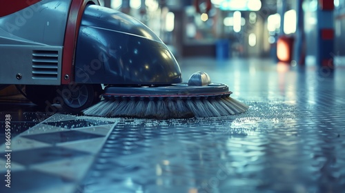 A detailed image of a floor scrubber photo