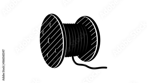 Cable drum Industrial hose reel, black isolated silhouette
