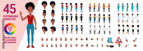 Customisable character set - 45 women poses and outfits easy design and animation