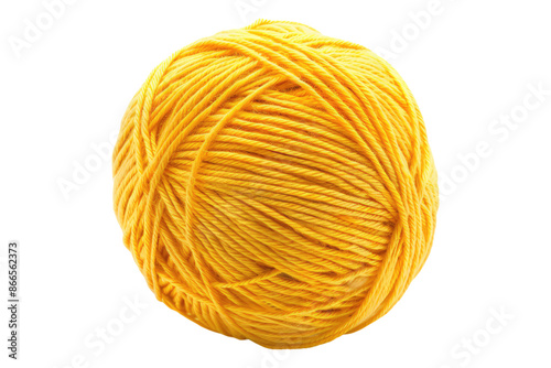 Ball of yellow yarn isolated on transparent background