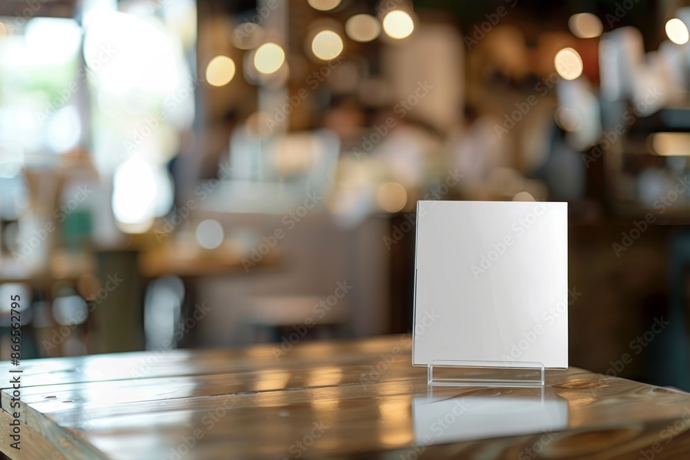 A stand display mockup design with Menu frame tent card blurred background for text promotion to business advertising in the cafe area A stand display mockup design with Menu frame tent card blurred background for text promotion to business advertising in the cafe area