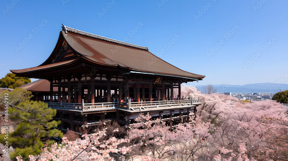 Kiyomizu-dera Temple with Cherry Blossoms in Kyoto Kiyomizu-dera Temple with Cherry Blossoms in Kyoto