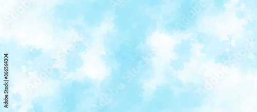Blue sky with cloud .Beautiful blue sky with white clouds .bright cloud cover in the sun calm clear winter air background .gradient light white background.	