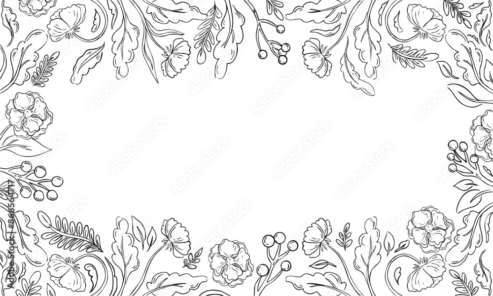A text frame with berries and leaves. Vector illustration