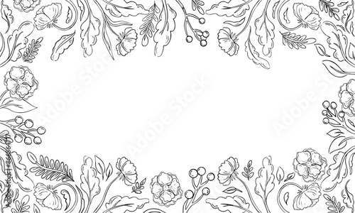 A text frame with berries and leaves. Vector illustration