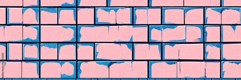 Fototapeta premium Pink and blue brick wall texture