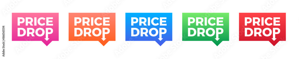 Price drop sale colorful sticker set. Price drop sale colorful sticker set.