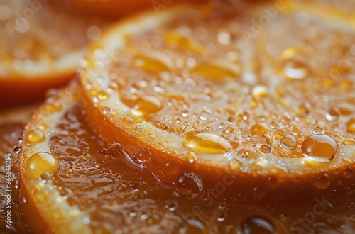 Close Up of Fresh Orange Slices With Water Droplets