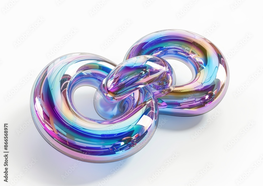 An abstract glass shape on a light background, rendered in 3D An abstract glass shape on a light background, rendered in 3D