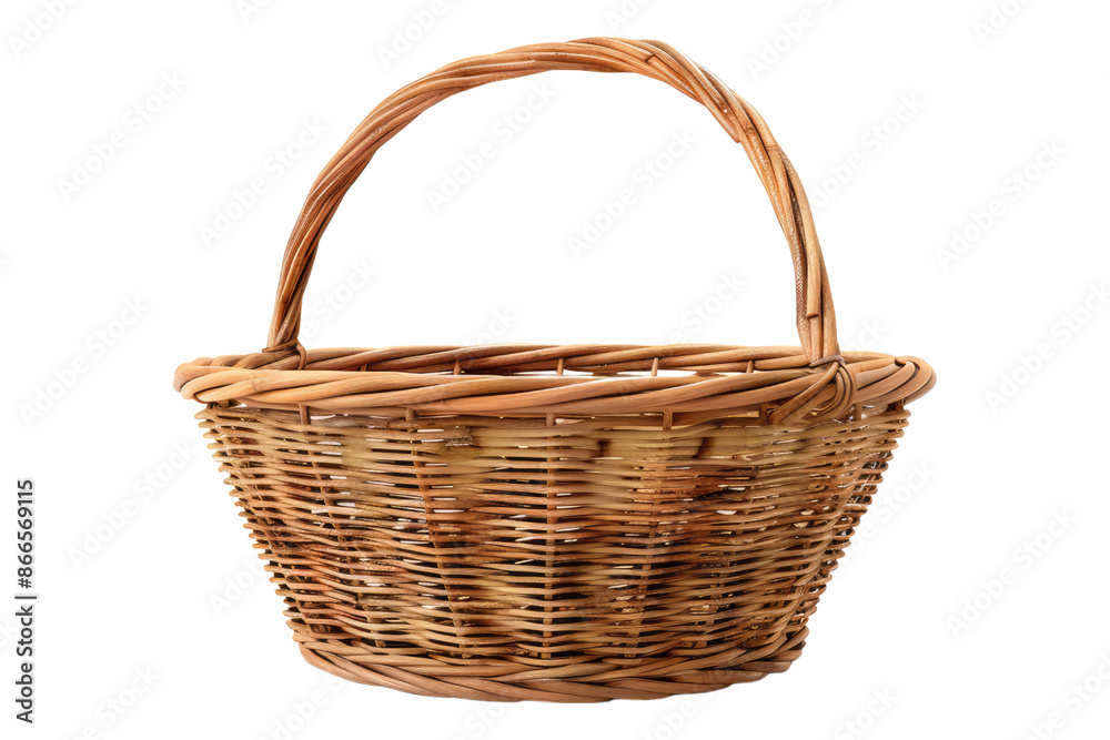 Empty wicker basket isolated on transparent background Empty wicker basket isolated on transparent background