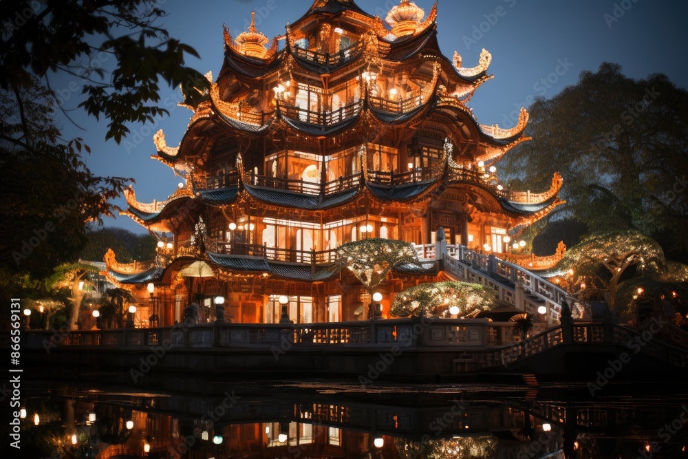 City of Ho Chi Minh, Vietnam, The Pagoda of the Golden Emperor (Emperor Jade Pagoda), a Chinese temple., generative IA City of Ho Chi Minh, Vietnam, The Pagoda of the Golden Emperor (Emperor Jade Pagoda), a Chinese temple., generative IA