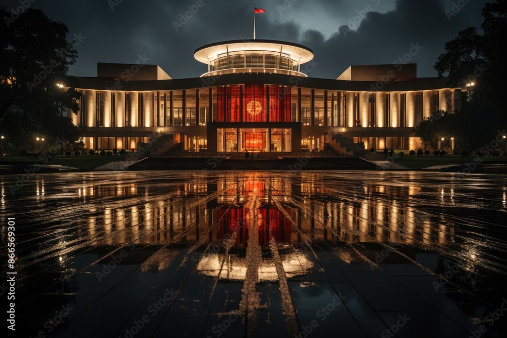 Naklejka premium City of Ho Chi Minh, Vietnam, the Independence Palace (Independence Palace), a historic landmark., generative IA