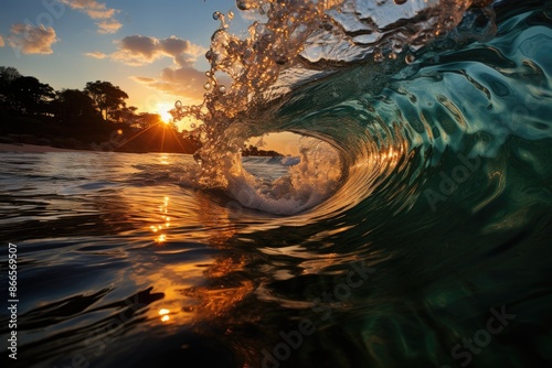 Lombok, West Nusa Tenggara, The Surf Breaks at Senggigi Beach., generative IA photo