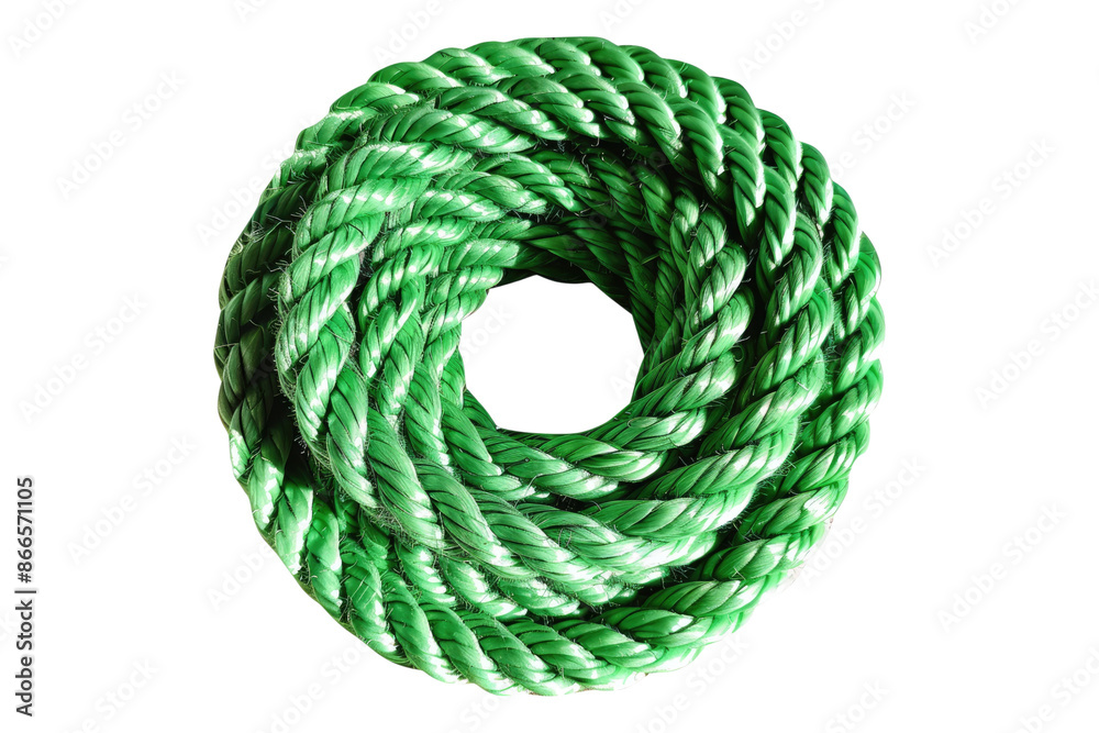 Green rope roll isolated on transparent background