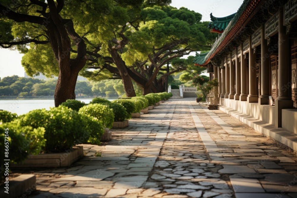 Beijing, China, the Summer Palace (Summer Palace), a complex of gardens and palaces by the lake., generative IA Beijing, China, the Summer Palace (Summer Palace), a complex of gardens and palaces by the lake., generative IA