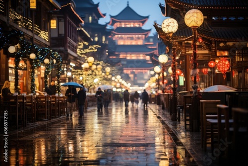 Beijing, China, Wangfujing Street, known for its purchases and restaurants., generative IA