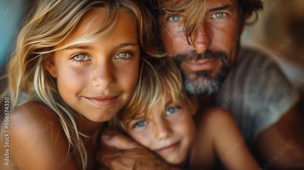 Fototapeta premium Portrait of a father and children