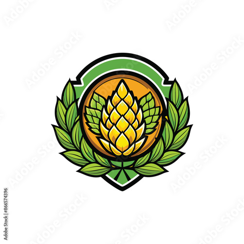 Retro Vintage Hops flower for Beer Ale Brewery logo design