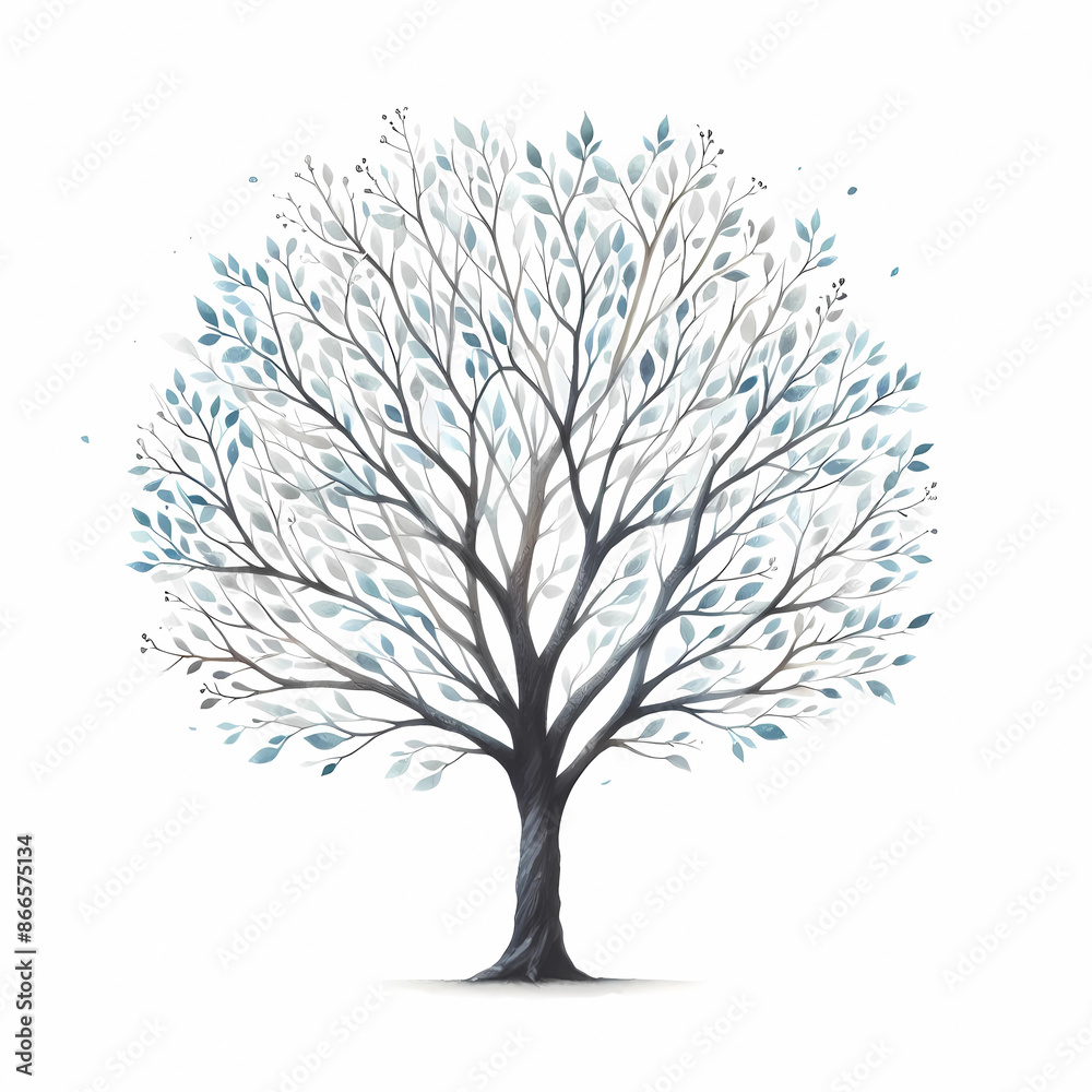 Obraz premium watercolor painting of ornamental flower tree on white background
