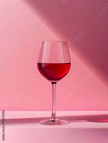 Burgundy Summer Drink on a pink Background with Sunlight and Shadows