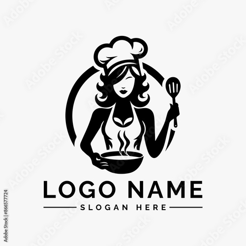 woman cooking vector logo photo