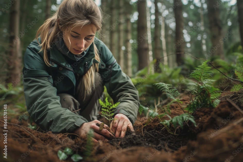 environmentalist planting tree environmentalist planting tree