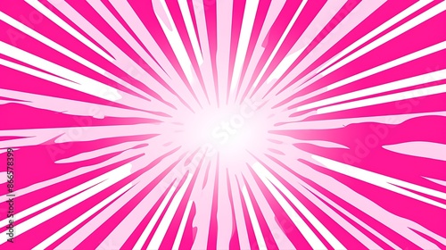 Pink comics background. Abstract lines backdrop. Bright sunrays. Design frames for title book. Texture explosive polka. Beams action. Pattern motion flash. Rectangle fast boom. Generative Ai