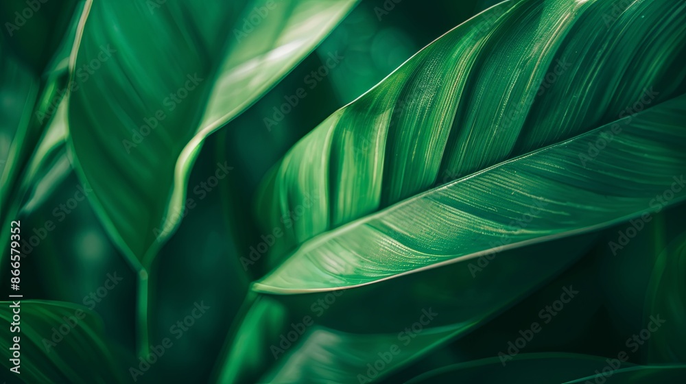 Green tropical plant close-up Green tropical plant close-up