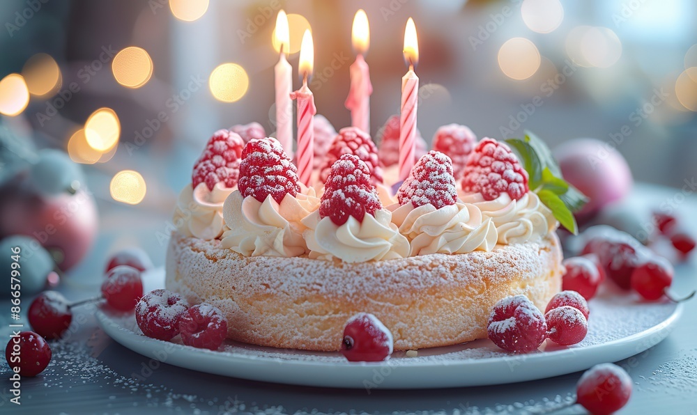 A blurred bright celebrating background with copy space, featuring a birthday cake adorned with candles, symbolizing festive joy and celebration. A blurred bright celebrating background with copy space, featuring a birthday cake adorned with candles, symbolizing festive joy and celebration.