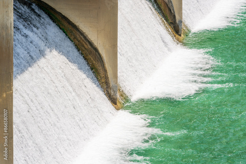 Foto water released from hydroelectric power station.