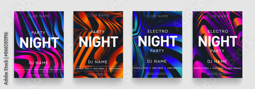 Trendy 3D Set for Hot Night Dance Party. Abstract Background Strips and Graphic Elements for Dance Party, Disco, Club Invitations, Festival Posters, and Flyers. Modern Music Festival Vector 