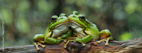 An unexpected display of affection between two warty, web-footed toads.