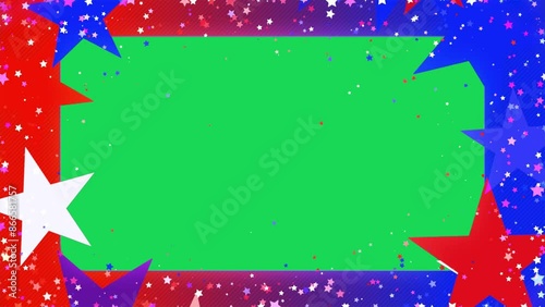 Vertical Border Background Animation for USA Independence Day with Colorful Green Screen and Graphic Overlay