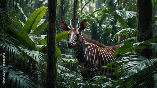 Plakat Okapi in rainforest
