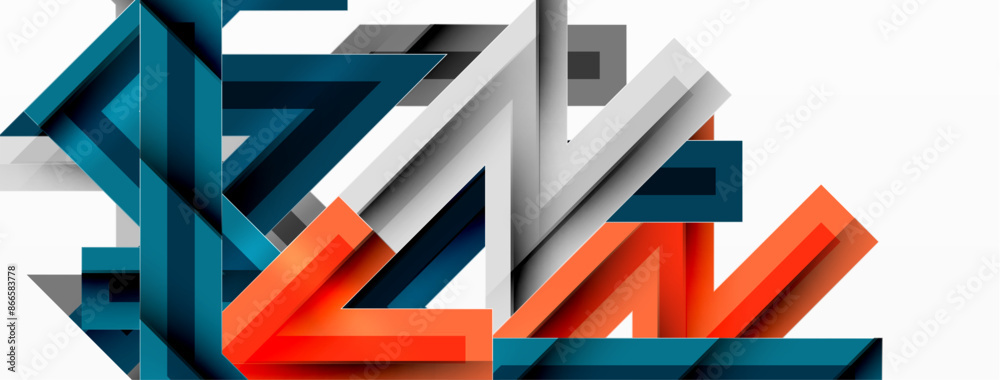 Line zig zag dynamic geometric abstract background. Colorful lines with shadow and light effects, various routes concept. Vector Illustration For Wallpaper, Banner, Background, Card
