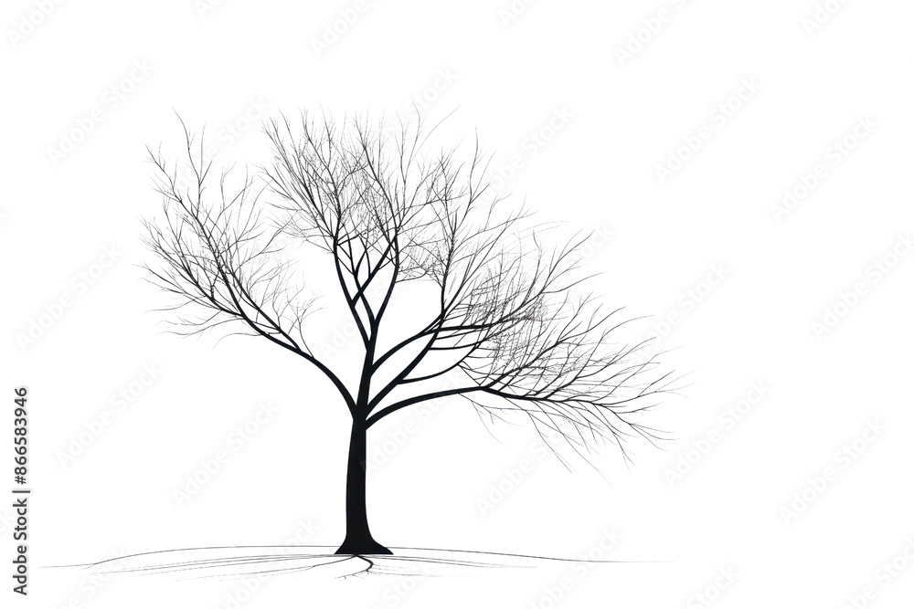 Obraz premium Bare winter tree with intricate branches, isolated on a transparent background. Perfect for seasonal or nature-themed designs and projects.
