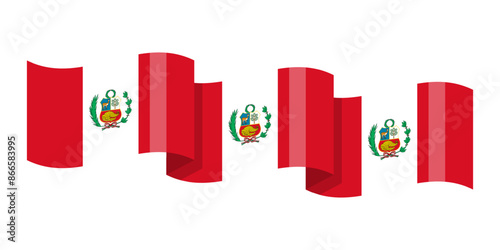 Vector illustration of wavy Peru flag on transparent background