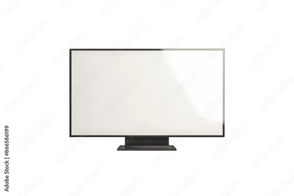 Modern flat screen with blank white display on black stand, isolated on transparent background. perfect for technology, electronics, or design projects. Modern flat screen with blank white display on black stand, isolated on transparent background. perfect for technology, electronics, or design projects.