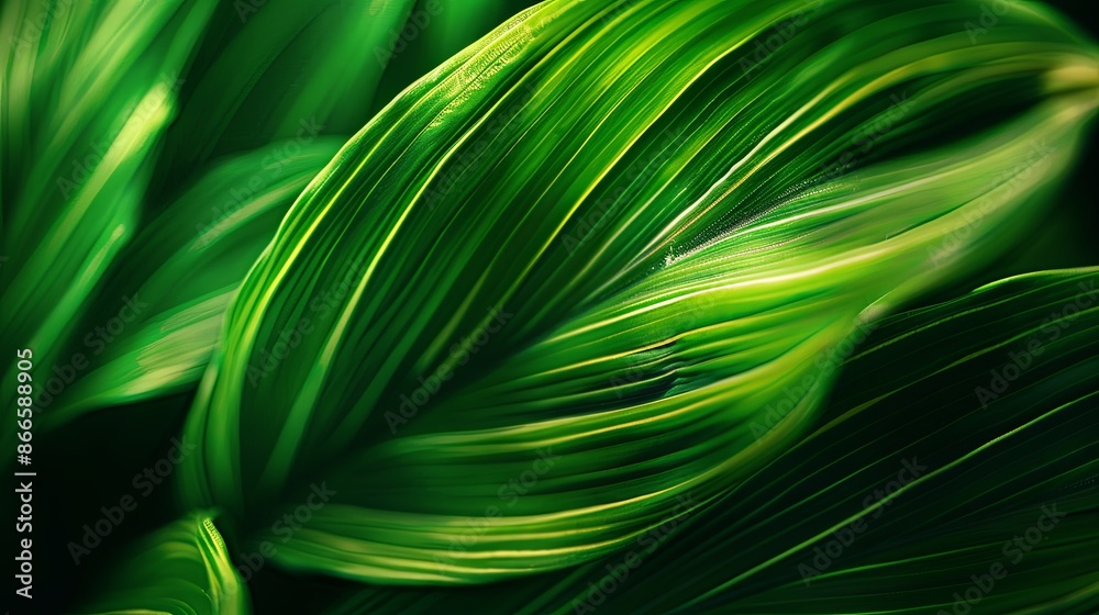Green tropical plant close-up Green tropical plant close-up